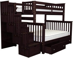 wooden bunk beds twin over full with stairs