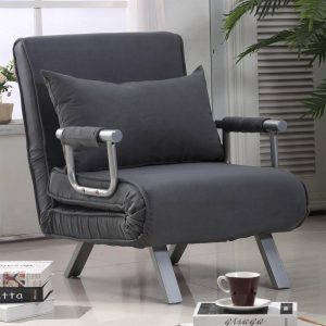 homcom 5 position folding sleeper chair grey
