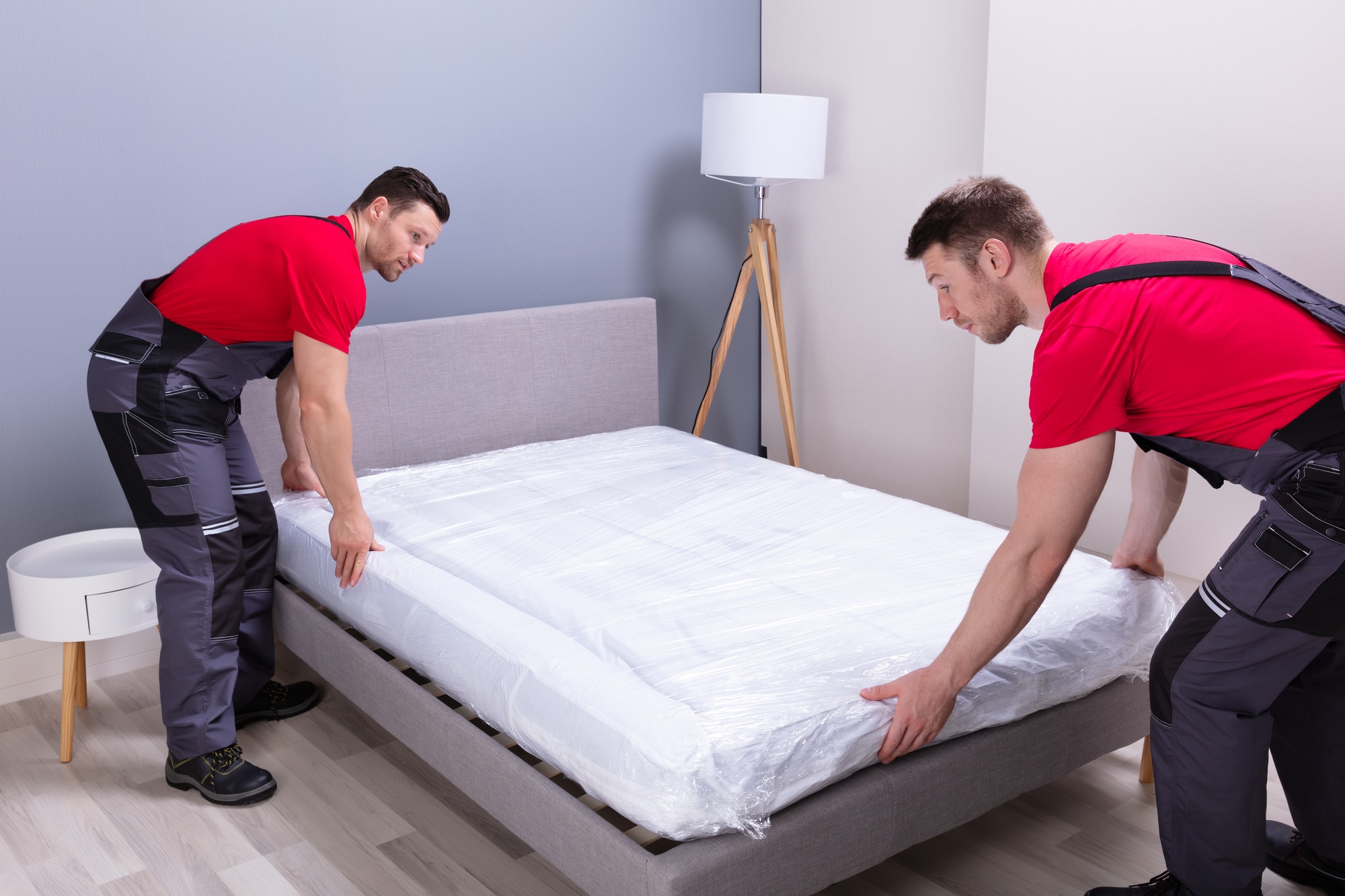 two men delivering mattress