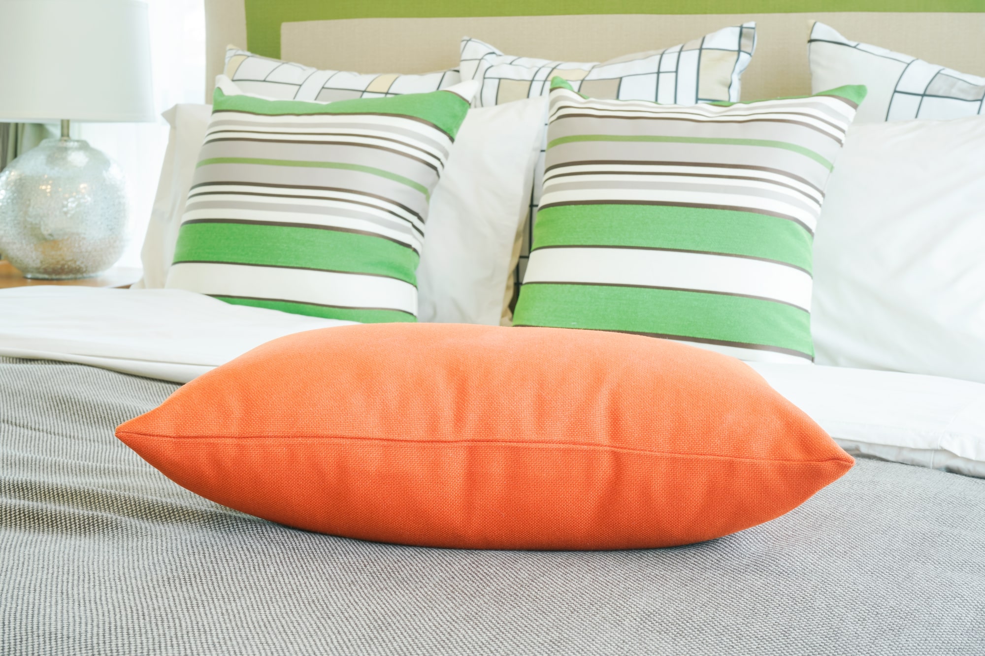 a plump orange pillow