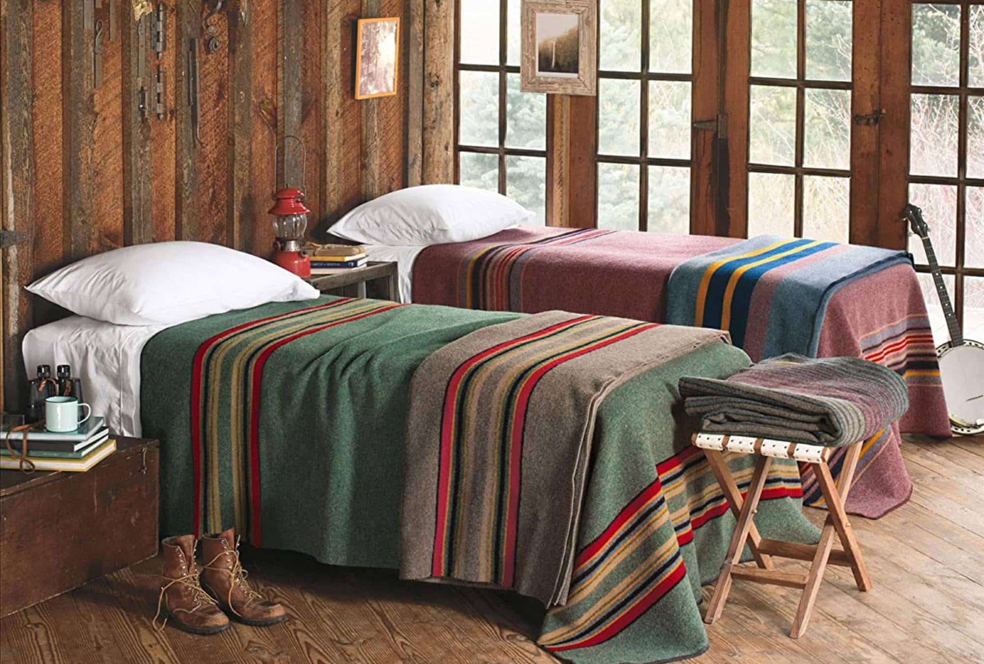 a log cabin bedroom